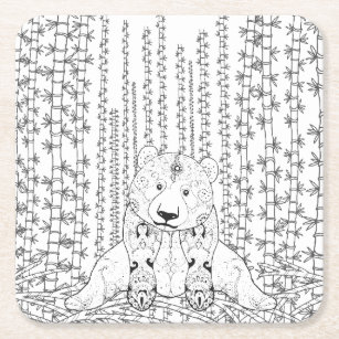 Panda bonito a comer bambu - Pandas - Coloring Pages for Adults