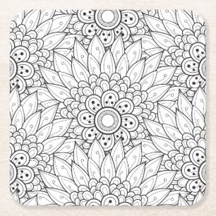 Porta-copo De Papel Quadrado Doodle floral do jardim