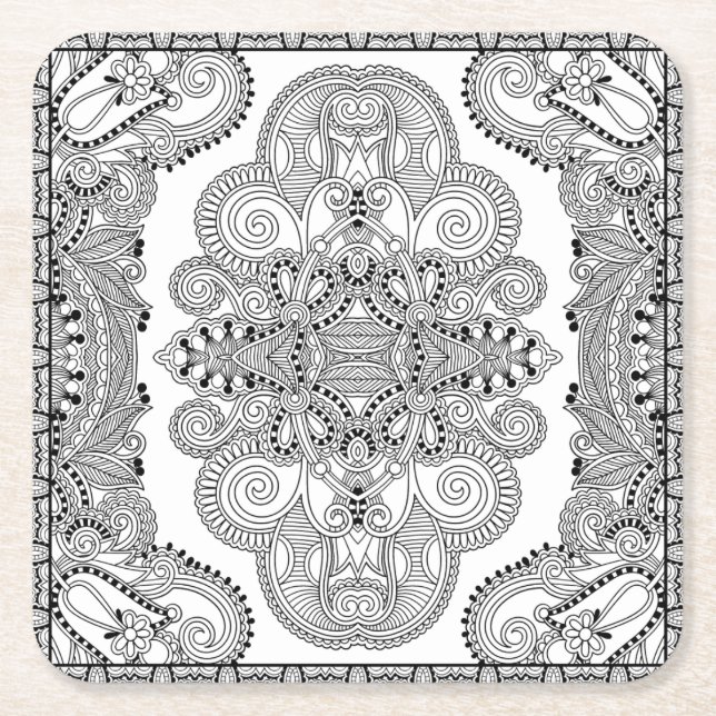 Porta-copo De Papel Quadrado Doodle original (Frente)