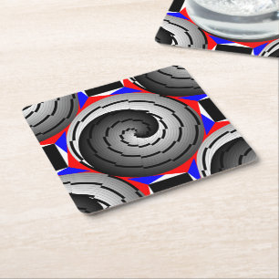 Porta-copo De Papel Quadrado Double Yin Yang Spiral por Kenneth Yoncich