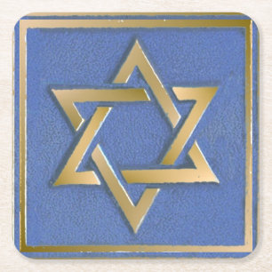 Porta-copo De Papel Quadrado Dourada Estrela Azul do Painel de Arte David
