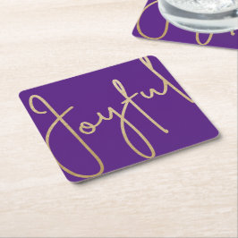 Porta-copo De Papel Quadrado DOURADA Faux Foil JOYFUL em Roxo