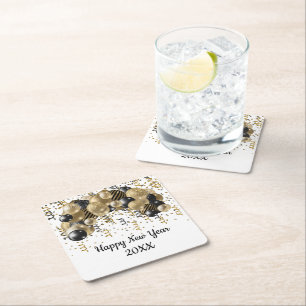 Porta-copo De Papel Quadrado Dourada Festa de Véspera de ano novo Confetti dos 