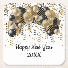 Porta-copo De Papel Quadrado Dourada Festa de Véspera de ano novo Confetti dos 