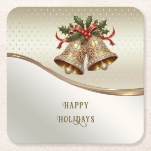Porta-copo De Papel Quadrado Dourada Porta copos de papel de férias dos sinos d