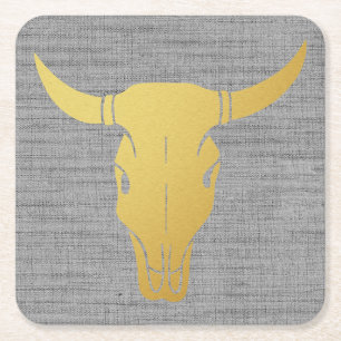 Porta-copo De Papel Quadrado Dourado crânio de vaca