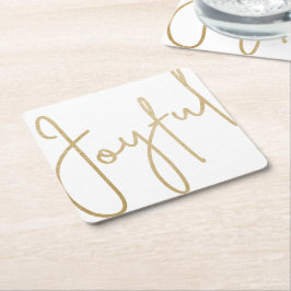 Porta-copo De Papel Quadrado Dourado JOYFUL no Natal Branco