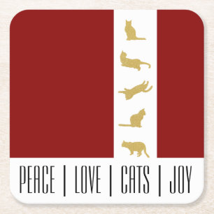 Porta-copo De Papel Quadrado Dourado Natal Vermelho Moderno