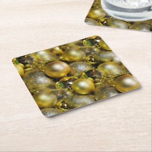 Porta-copo De Papel Quadrado Dourados Baubles de Natal