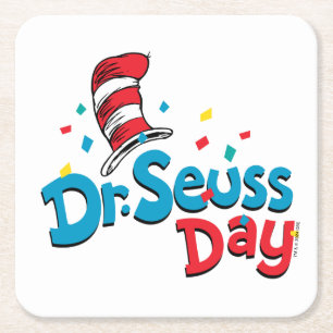 Porta-copo De Papel Quadrado Dr. Seuss Day   Confetti