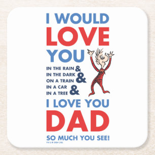 Porta-copo De Papel Quadrado Dr. Seuss Eu Amo Você Papai Tanto Que Você Vê