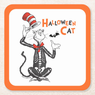 Porta-copo De Papel Quadrado Dr. Seuss Gato do Chapéu de Halloween