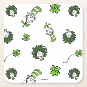 Porta-copo De Papel Quadrado Dr. Seuss Gato no Chapéu de Trevo