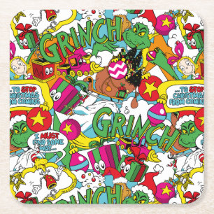 Porta-copo De Papel Quadrado Dr. Seuss Grinch Padrão Colorido