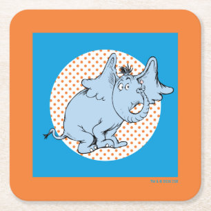 Porta-copo De Papel Quadrado Dr. Seuss Horton Ouve Um Quem Pontos Polka Laranja