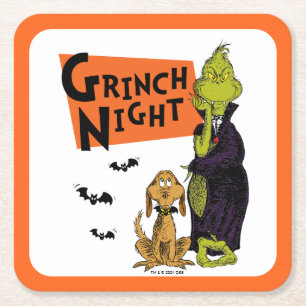 Porta-copo De Papel Quadrado Dr. Seuss   Noite do Grinch no Halloween Gráfico