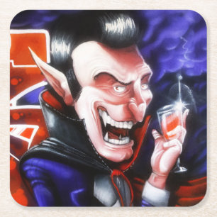 Porta-copo De Papel Quadrado Dracula bebe o sangue