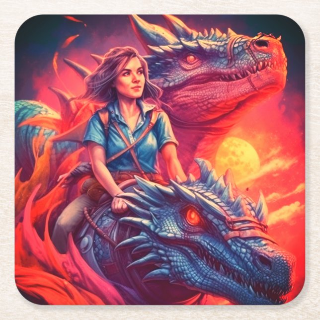 Porta-copo De Papel Quadrado Dragão (Frente)