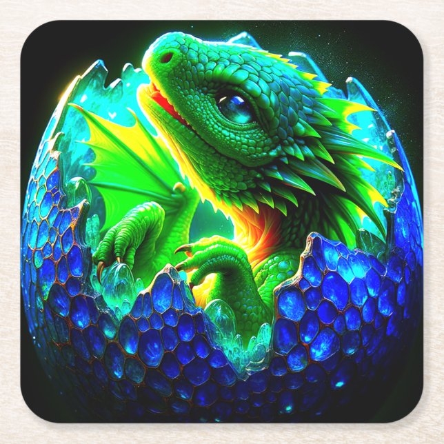 Porta-copo De Papel Quadrado Dragão (Frente)