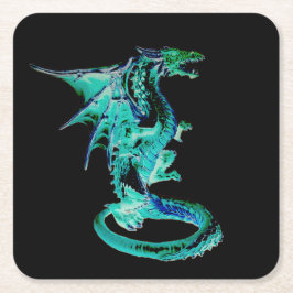 Porta-copo De Papel Quadrado Dragão Azul do Mar Fantasia Criatura Mitológica