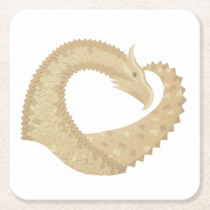 Porta-copo De Papel Quadrado Dragão cardíaco Sandstone em branco