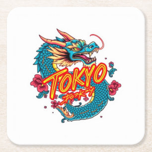 Porta-copo De Papel Quadrado Dragão de Tóquio