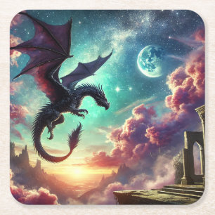 Porta-copo De Papel Quadrado Dragão Negro