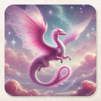 Porta-copo De Papel Quadrado Dragão Rosa
