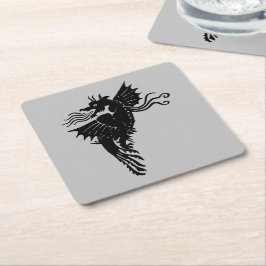 Porta-copo De Papel Quadrado Dragão Silhouette Spirit Totem Emblem