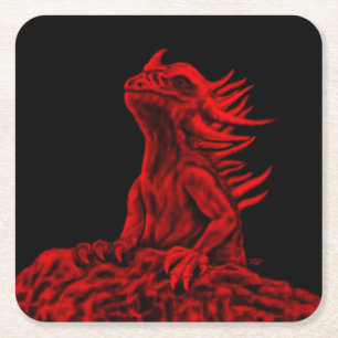 Porta-copo De Papel Quadrado Dragão vermelho