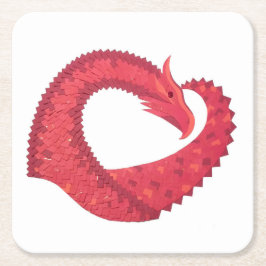 Porta-copo De Papel Quadrado Dragão vermelho em branco