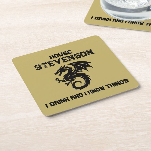 Porta-copo De Papel Quadrado Dragon Family Logo  (Inclinado)