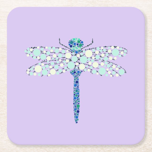 Porta-copo De Papel Quadrado Dragonfly In Dots (Frente)