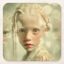 Porta-copo De Papel Quadrado Dreamlike Children Portrait  Whispered Light Child