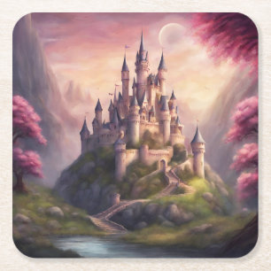Porta-copo De Papel Quadrado Dreamy Fantasy Castle Trabalho de arte