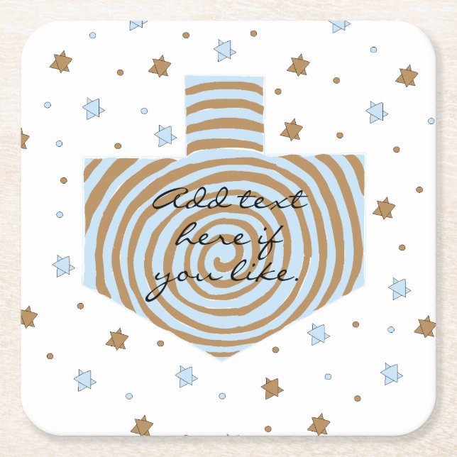 Porta-copo De Papel Quadrado Dreidel Swirls de Azul e Browns (Frente)