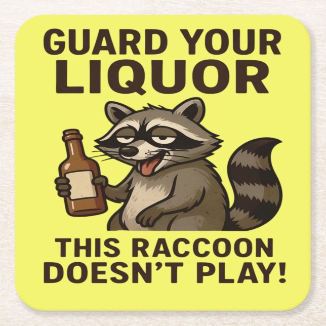 Porta-copo De Papel Quadrado Drunk Raccoon (Frente)
