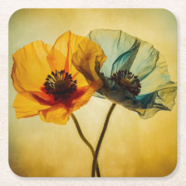 Porta-copo De Papel Quadrado Duas Flores