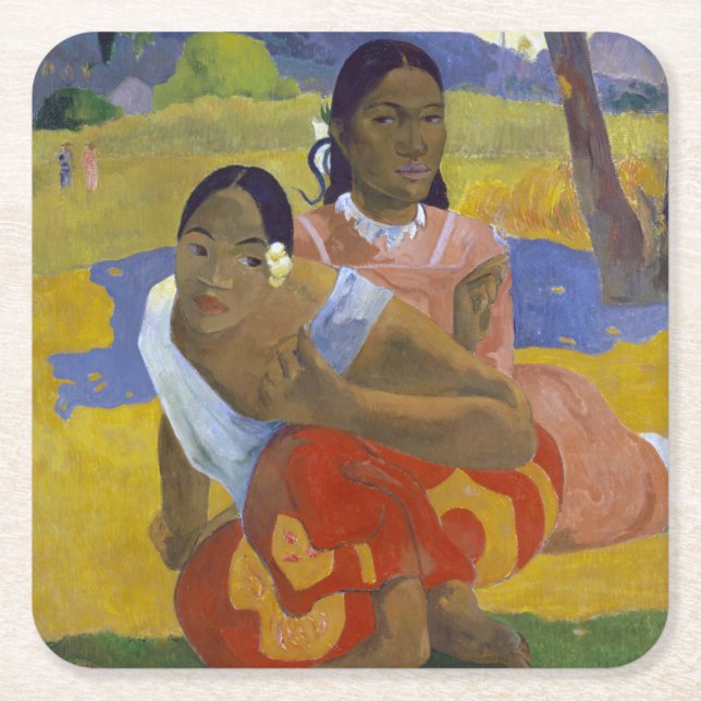 Porta-copo De Papel Quadrado Duas Mulheres Tahitianas, Gauguin (Frente)