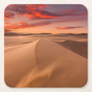 Porta-copo De Papel Quadrado Dunas de areia no deserto no por do sol