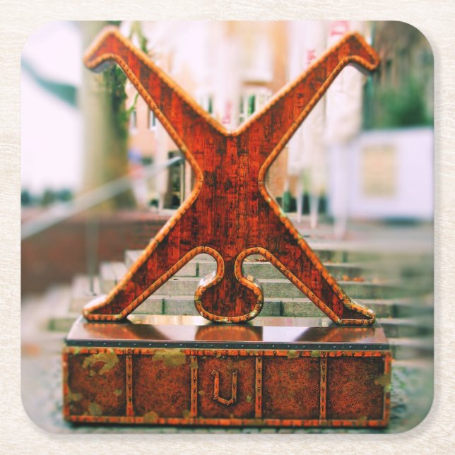 Porta-copo De Papel Quadrado Dusseldorf, Alemanha - Símbolo de roda de rodas -  (Frente)