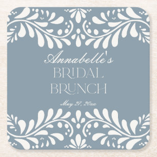 Porta-copo De Papel Quadrado Dusty Blue Talavera Azulejo Fiesta Bridal Brunch