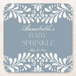 Porta-copo De Papel Quadrado Dusty Blue Talavera Espanhol Fiesta Baby Sprinkle