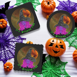 Porta-copo De Papel Quadrado É a Hora das Bruxas Halloween Bruxa