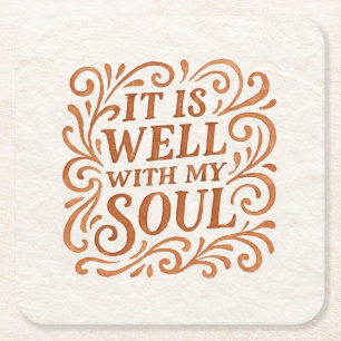 Porta-copo De Papel Quadrado É bom com minha tipografia de almas