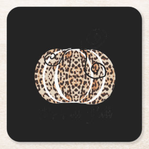 Porta-copo De Papel Quadrado É Fall Y’all Fashion de Pumpkin Impresso Leopardo