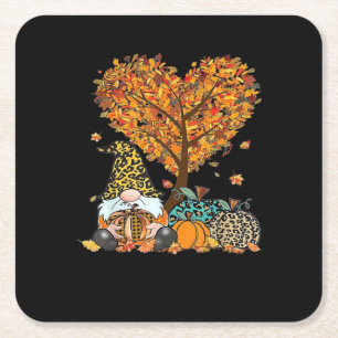 Porta-copo De Papel Quadrado É outono Todos Os Gnomos Cudos Pumpkin Autumn Tree