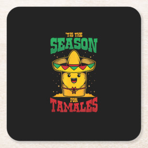 Porta-copo De Papel Quadrado É Temporada Para Tamales Festa Mexicana de Natal