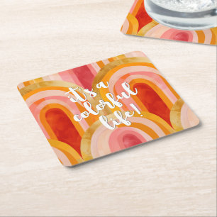 Porta-copo De Papel Quadrado É um Feriado Festivo de Vida Colorido