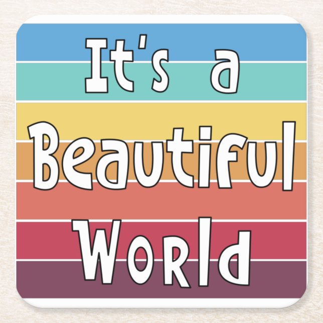 Porta-copo De Papel Quadrado É um mundo bonito (Frente)